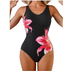 NEW black floral swimsuit